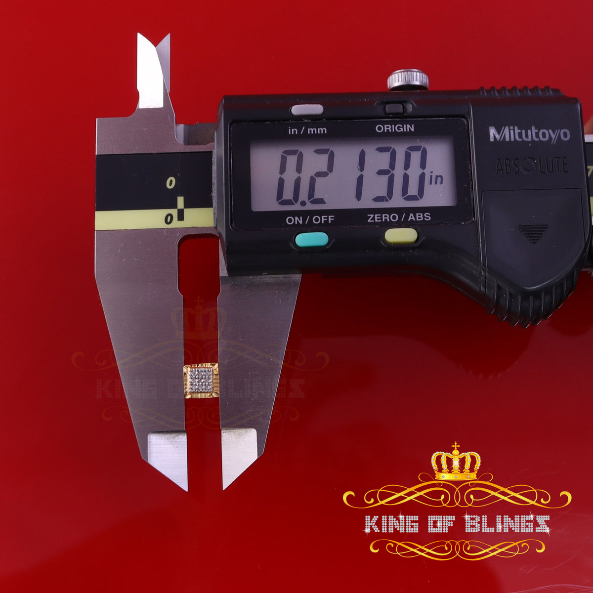 King of Blings-0.05ct Diamond For Yellow 925 Sterling Silver Men's & Women's Square Earrings KING OF BLINGS