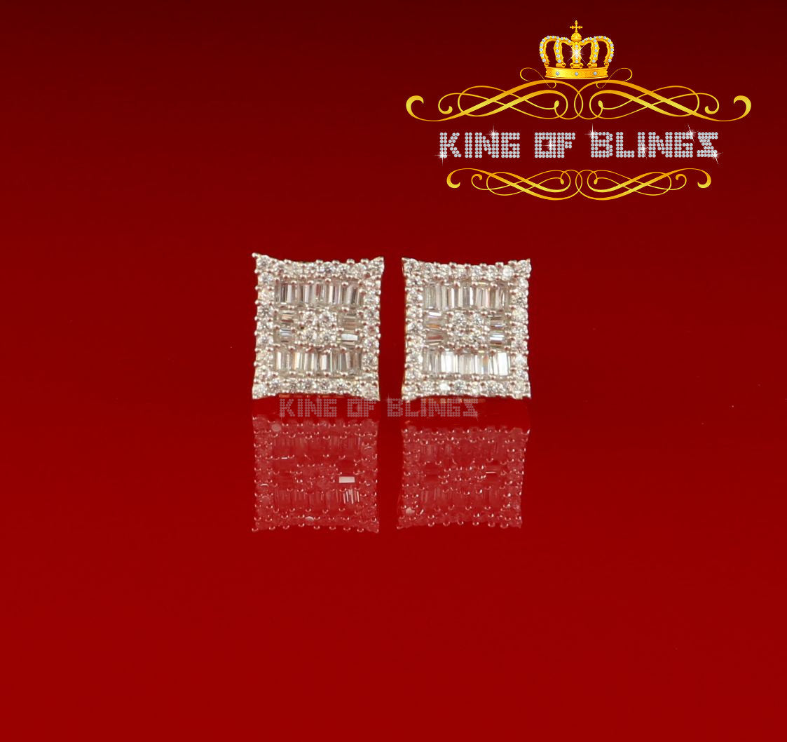 King of Bling's Yellow 925 Sterling Silver 0.68ct Cubic Zirconia Women's & Men's Square Earrings KING OF BLINGS