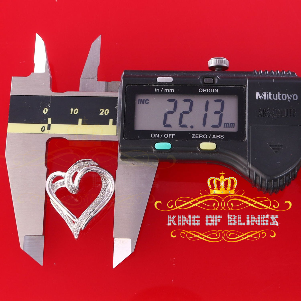 King Of Bling's Real 0.10CT Diamond HEART'S 925 Sterling Silver White Charm Necklace Pendant KING OF BLINGS