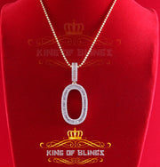 Yellow 925 Silver Baguette Numeric Number '0' Pendant 4.78ct Cubic Zirconia KING OF BLINGS