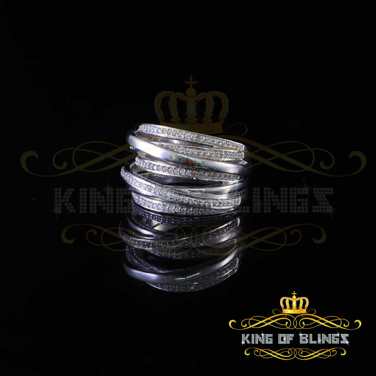 King Of Bling'sSterling 1.50ct Cubic Zirconia Encrusted White Silver Women's/Men's Ring SZ 8.5
