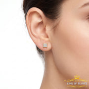 King Of Bling's 0.10ct Diamond Collection Yellow 925 Sterling Silver Women & Men Square Earrings KING OF BLINGS