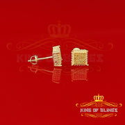 King of Blings-0.15ct Yellow Diamond 925 Sterling Silver Stud Women's/ Men's Square Earrings KING OF BLINGS
