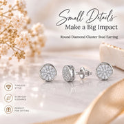 King Of Bling's 925 Sterling Silver 0.10ct Diamond For Women's & Men's White Stud Round Earring KING OF BLINGS
