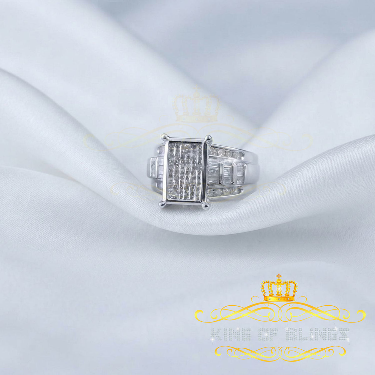 King Of Bling's 925 Sterling Silver 1.00CT Real Diamond Cinderella Womens White Ring Size 8 KING OF BLINGS
