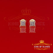 King of Blings-0.05ct Diamond Collection Yellow 925 Sterling Silver Women & Men Square Earrings KING OF BLINGS