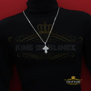 King Of Bling's Charm CROSS Pendant 2.50ct VVS D Moissanite White Sterling Silver Men's & Women KING OF BLINGS