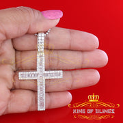 Attractive 925 Sterling Silver Bug CROSS Pendant White 4.52ct Cubic Zirconia KING OF BLINGS