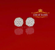 King of Bling's Aretes Para Hombre 925 Yellow Silver 2.0ct Cubic Zirconia Round Women's Earrings KING OF BLINGS