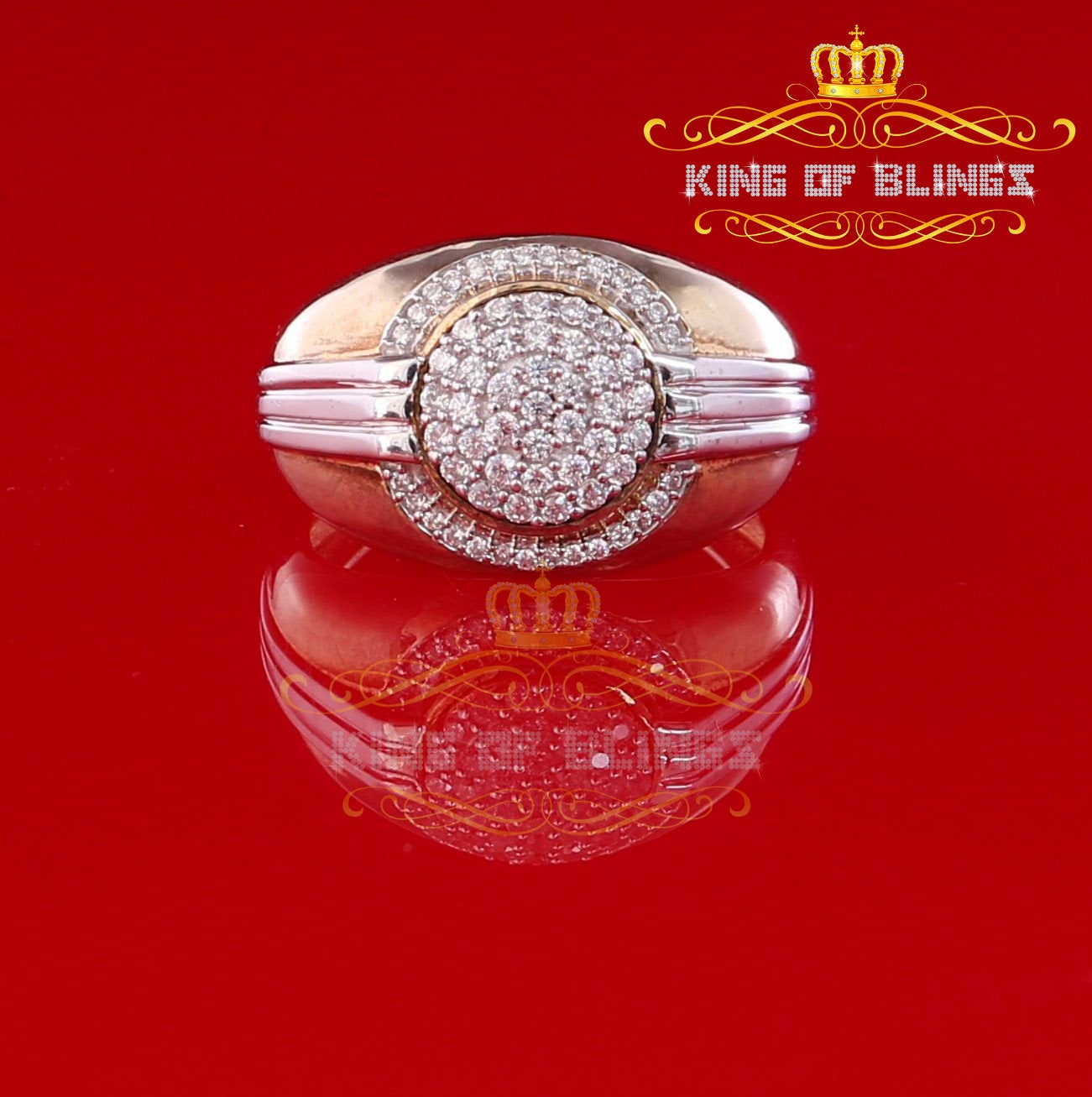 King Of Bling's Sterling Yellow Silver 0.00ct Cubic Zirconia Two Tone Men's Ring Size 11 KING OF BLINGS