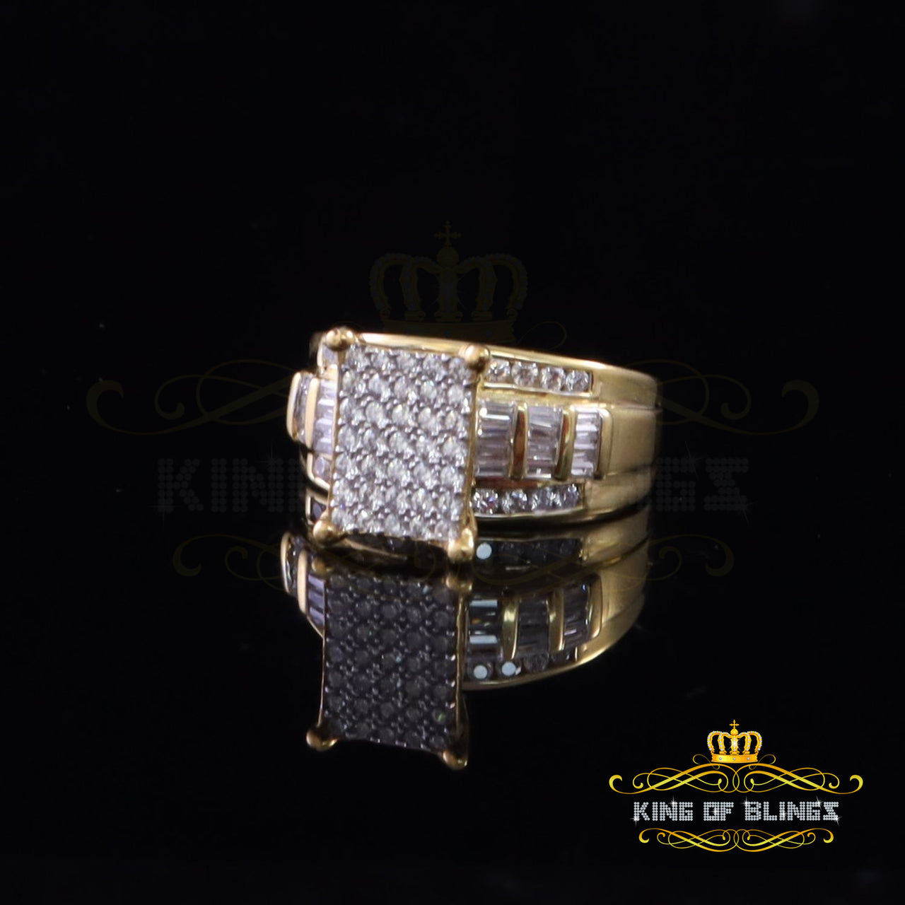 King Of Bling's 925 Sterling Yellow 2.25ct Cubic Zirconia Silver Cinderella Woman's Ring size 8