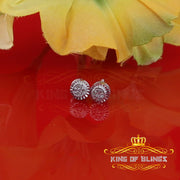 King Of Bling's 925 Sterling Silver 0.05ct Diamond White Stud For Women's Style Round Earrings KING OF BLINGS