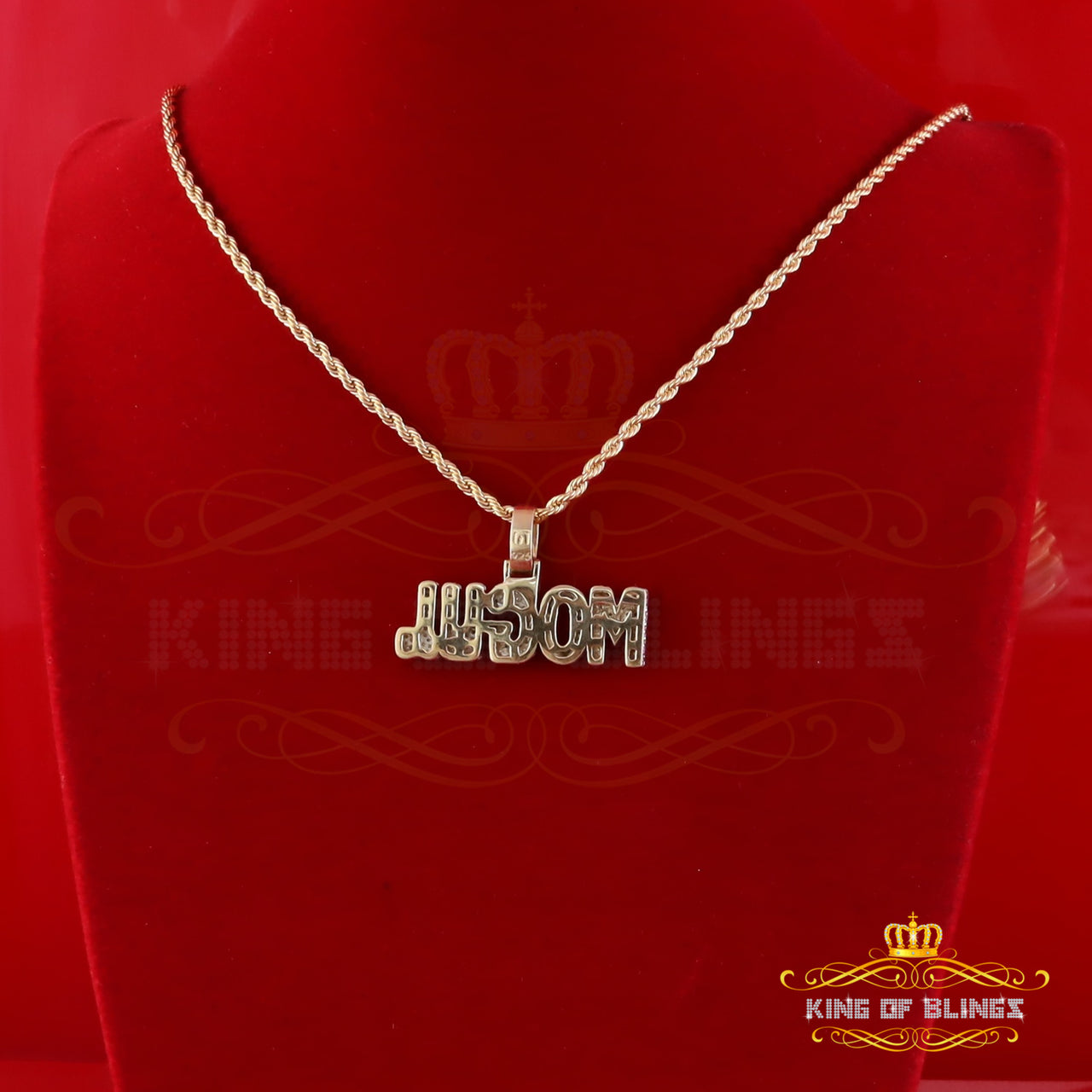 King Of Bling's 0.33ct Genuine Diamond Stones Mogul Letter 925 Sterling Silver Yellow Pendant King Of Blings