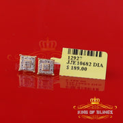 King of Blings-0.05ct Diamond 925 Sterling Silver Yellow Stud Women's & Men's Square Earrings KING OF BLINGS