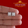 King of Blings- 1.2ct Cubic Zirconia 925 White Sterling Silver Women's Hip Hop Square Earrings KING OF BLINGS