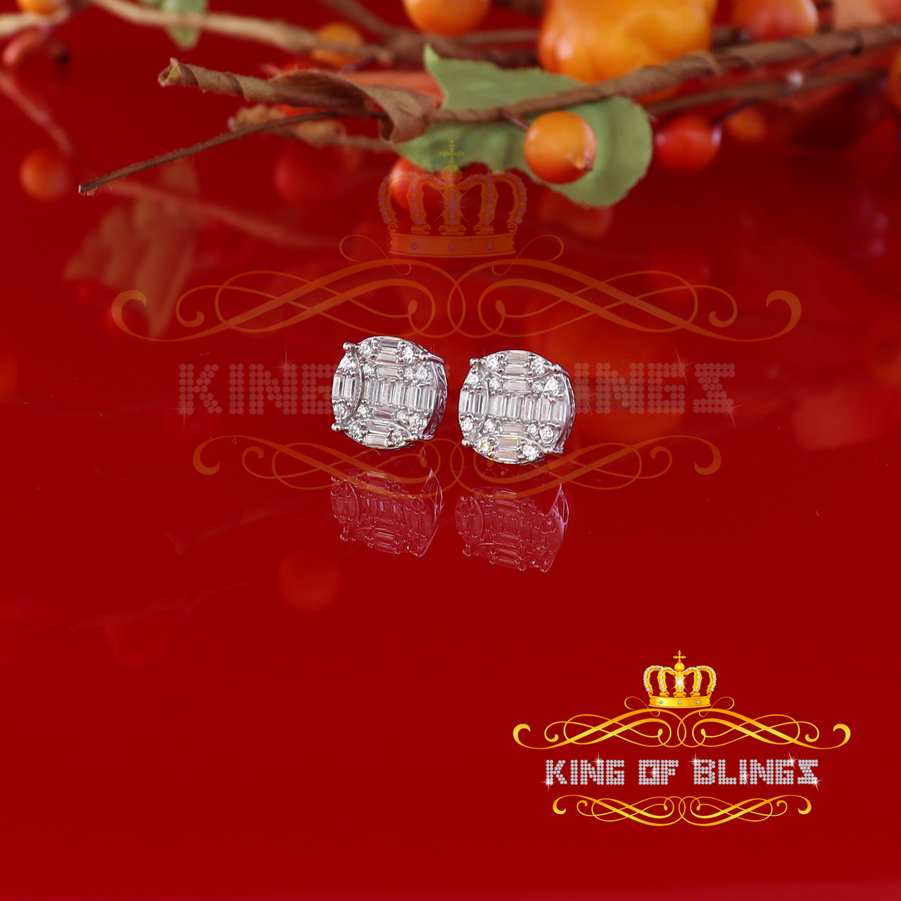 King of Blings- 925 Silver Real 1.02ct Cubic Zirconia Round White Earrings For Men's & Women's KING OF BLINGS
