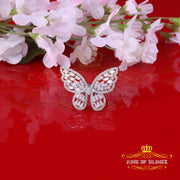 King of Bling's Men's/Womens 925 Silver White 1.75ct VVS 'D' Moissanite Butterfly Rings Size 7 KING OF BLINGS