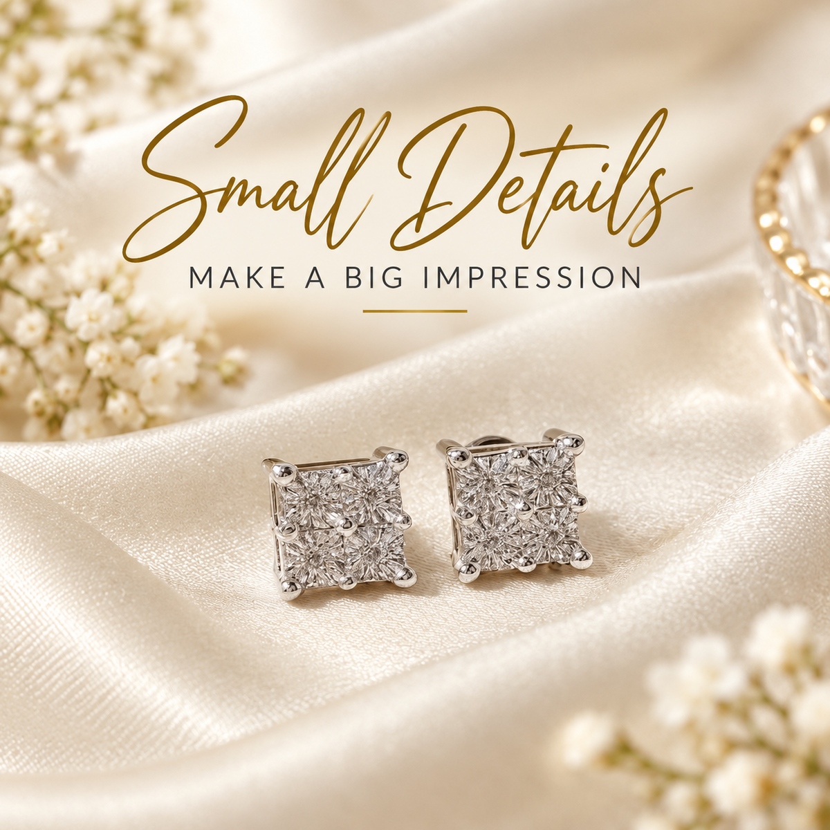 King Of Bling's 0.05ct Diamond Stud Earrings For Women White 925 Sterling Silver Stud For Men KING OF BLINGS