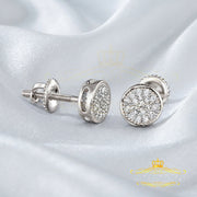King Of Bling's 925 Sterling Silver 0.10ct Diamond For Women's & Men's White Stud Round Earring KING OF BLINGS