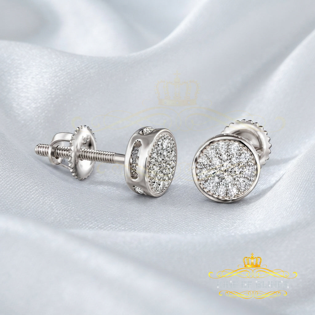 King Of Bling's 925 Sterling Silver 0.10ct Diamond For Women's & Men's White Stud Round Earring KING OF BLINGS