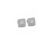 King of Bling's White 925 Silver 0.81ct Cubic Zirconia Women's & Men's Hip Hop Square Earrings KING OF BLINGS