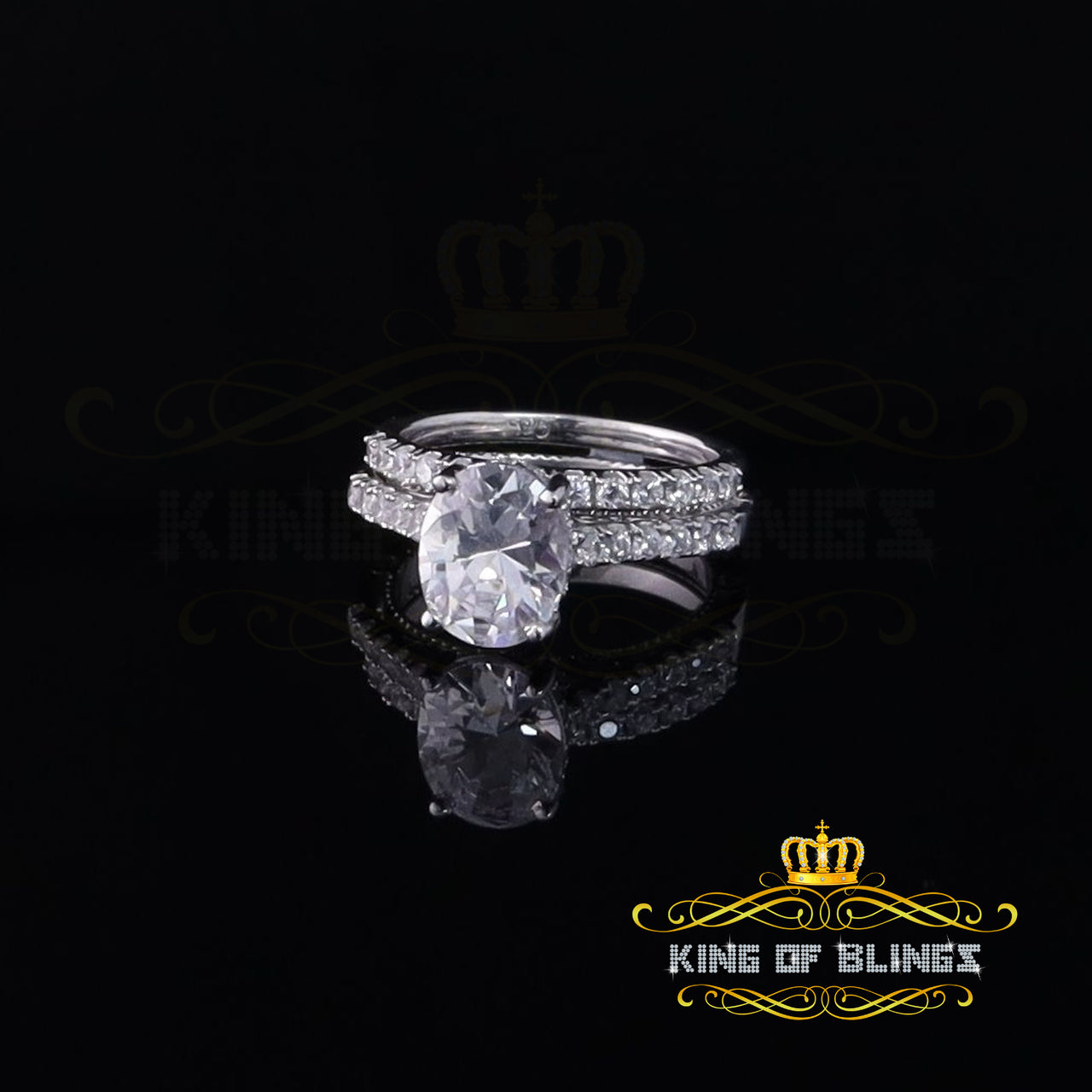 King Of Bling's5.68ct White Cubic Zirconia 925 Sterling Silver Bridal Style Womens Ring SZ 7