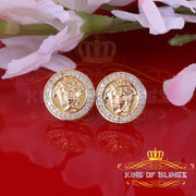 King of Blings-0.20ct Diamond 925 Sterling Yellow Silver for Men's & Womens Stud Medusa Earring KING OF BLINGS