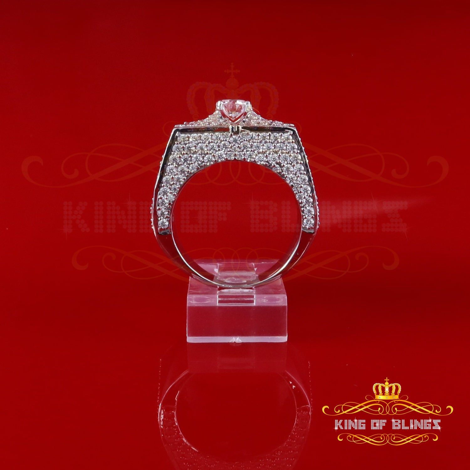 925 White Sterling Silver 7.00ct VVS 'D' Moissanite Square Men's Rings Size 10 King of Blings