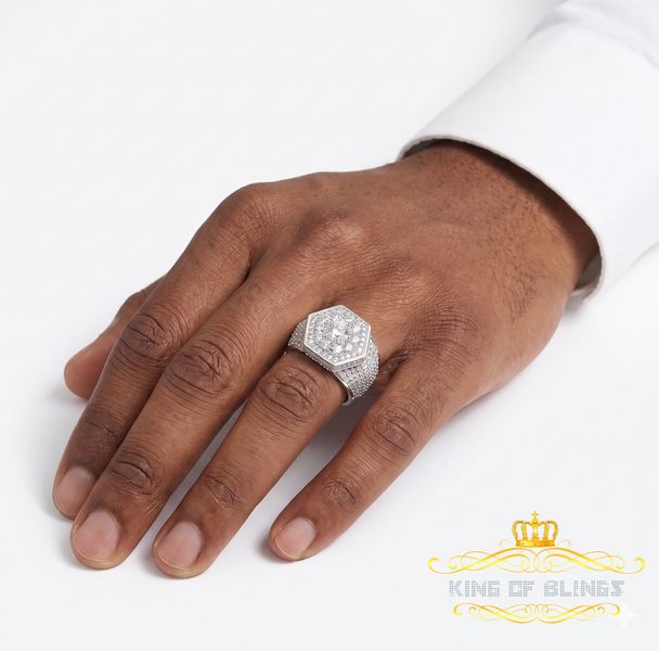 King Of Bling's925 Sterling Silver White 8.40ct Cubic Zirconia Men's Ring From Size 10