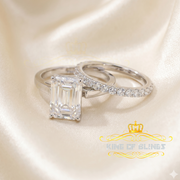 King of Bling's White 5.00ct Moissanite Sterling Silver Mens/Women Bridal Rings Rectangle Size 8 KING OF BLINGS