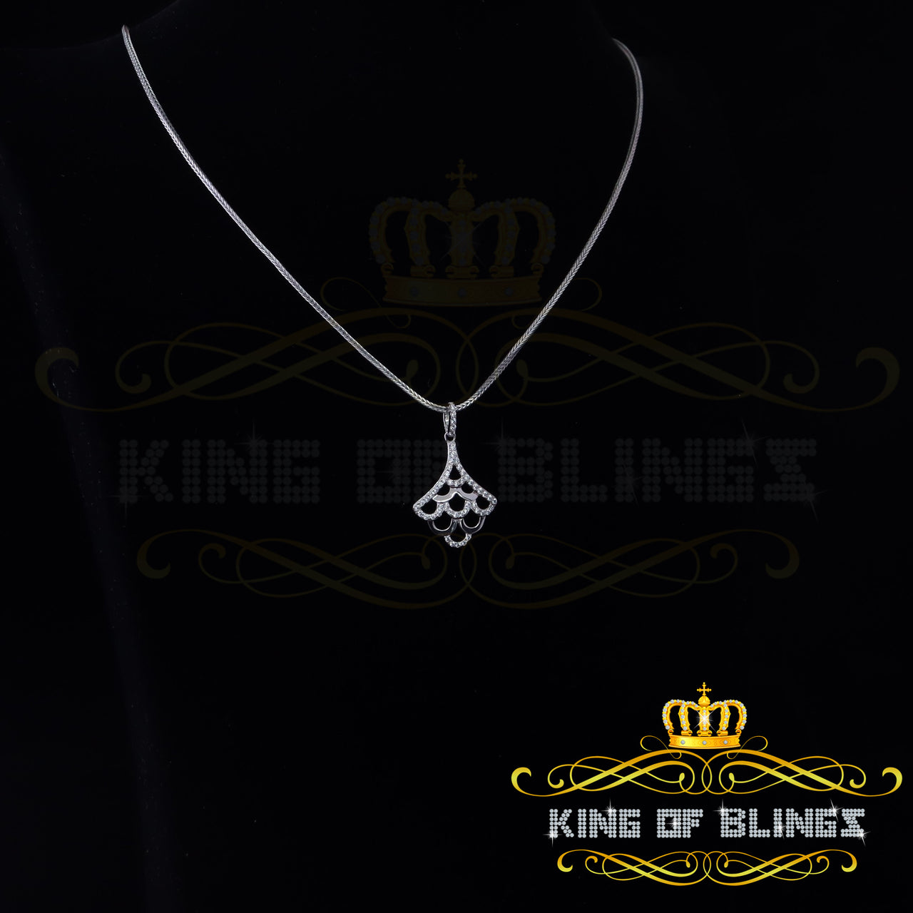 King Of Bling's King of Bling's White Sterling Silver Charming Necklace Pendant Cubic Zirconia