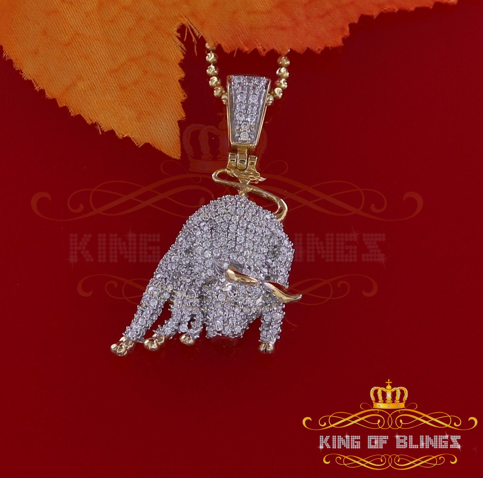 Yellow 925 Sterling Silver Fashion OX Necklance Pendant 3.32ct Cubic Zirconia KING OF BLINGS