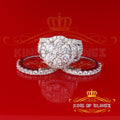 White Silver 18.95ct Cubic Zirconia Round Multi Row Bridal Set Men's Ring Size 8 KING OF BLINGS