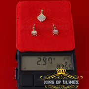 King of Bling's 925Yellow Silver 0.33CT Genuine Diamond Kite Shape Medallion Pendant&Earring Set King of Blings