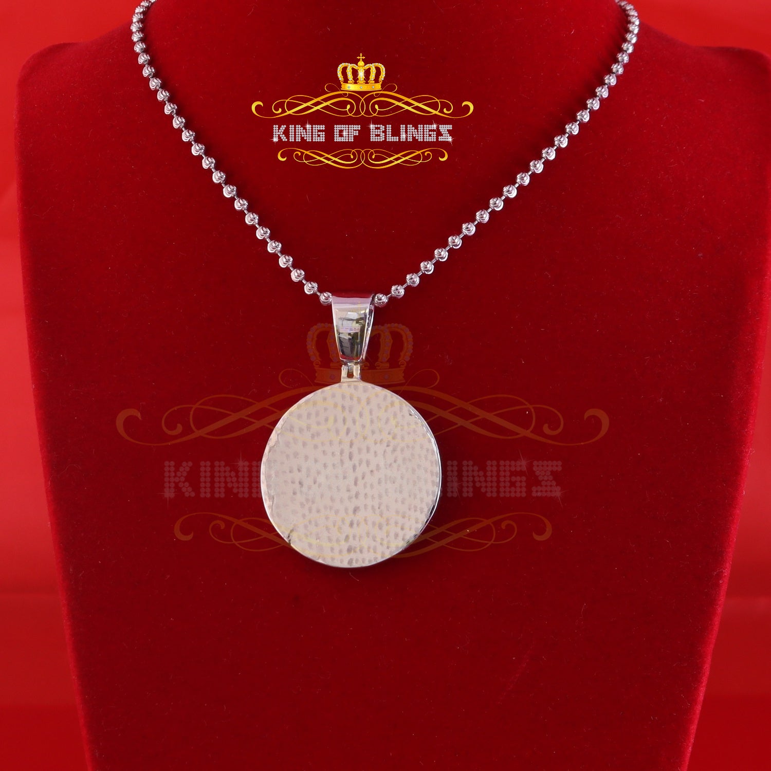 King Of Bling's Men's 'VVS ' IF'D' Moissanite 5.00CT Silver MEDUSA '1.50 'Circle White Pendant KING OF BLINGS