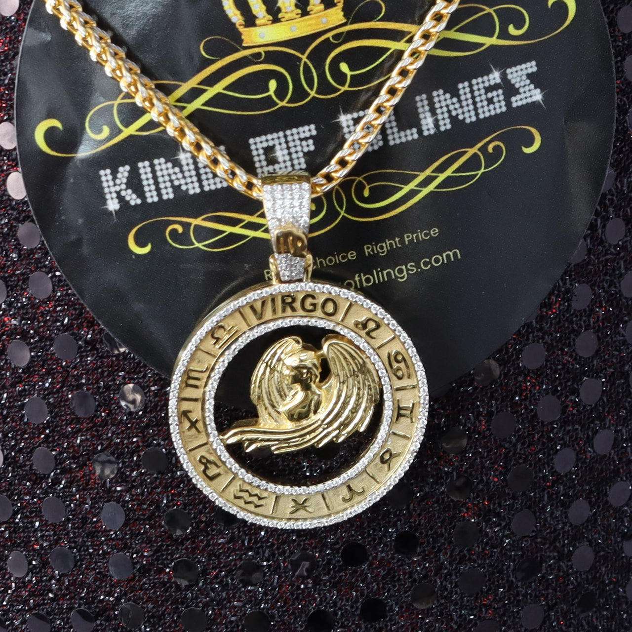 King Of Bling's VIRGO Pendant For Men's & Women's 1.77ct Cubic Zirconia Sterling White Silver