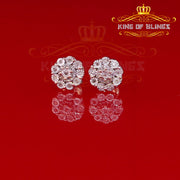 King Of Bling's 0.15ct Diamond 925 Sterling Silver stud Yellow Floral Earrings For Men / Women KING OF BLINGS