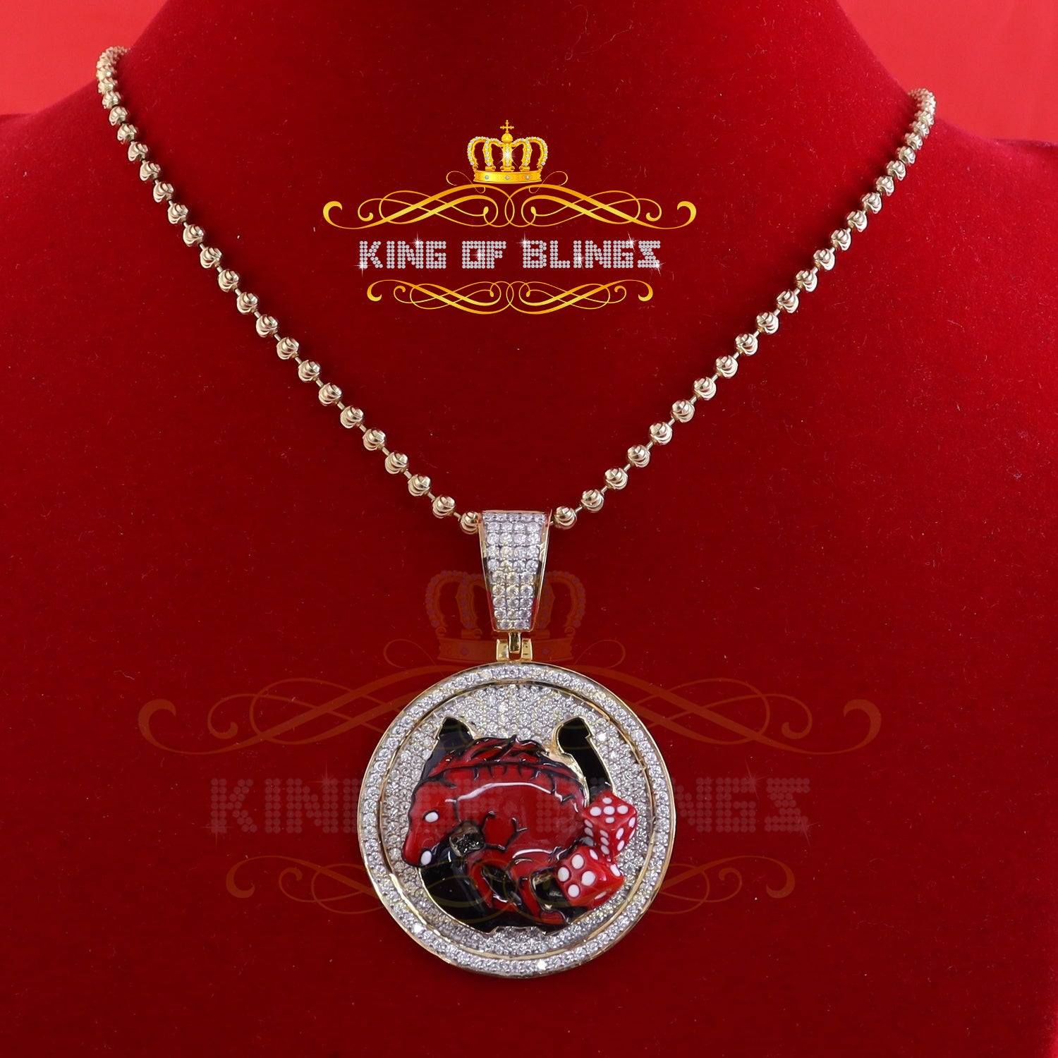 King Of Bling's King OF Bling's 5.00ct Moissanite 925 Enamel Silver Yellow "HORSE SHOE" Pendant KING OF BLINGS