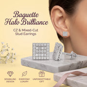 King of Bling's Aretes Para Hombre 925 White Silver 1.03ct Cubic Zirconia Square Women's Earring KING OF BLINGS