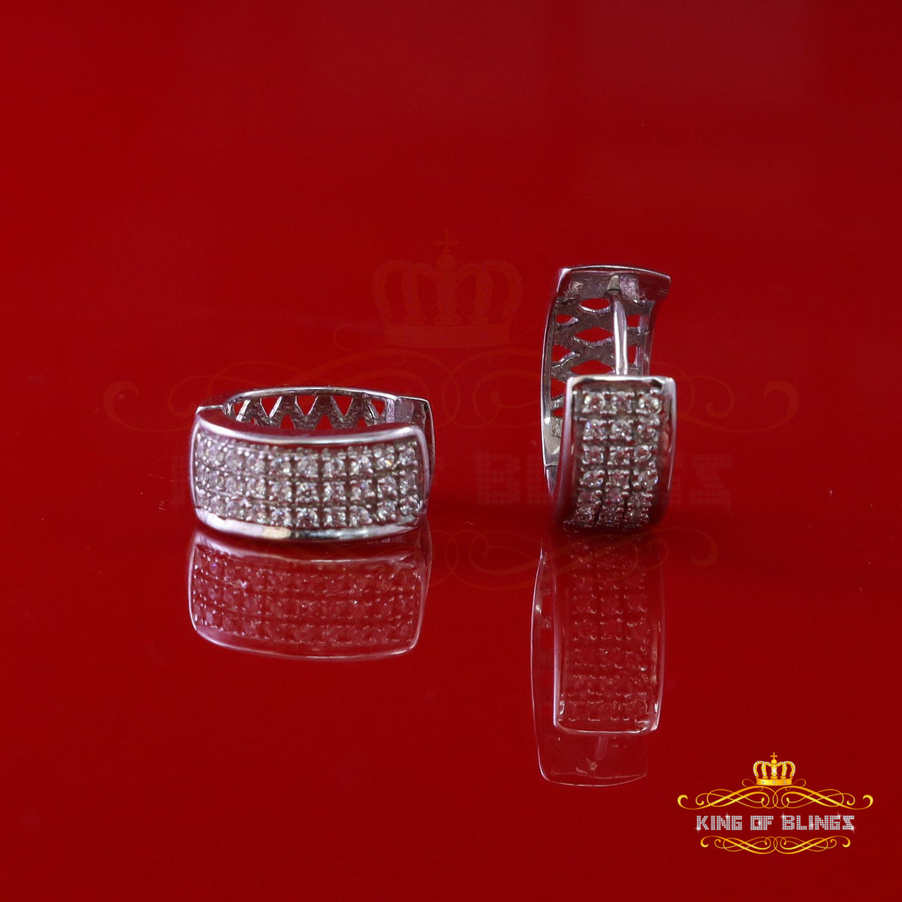 King of Bling's White 925 Sterling Silver 0.40ct Cubic Zirconia Women's & Men's Hoop Earrings