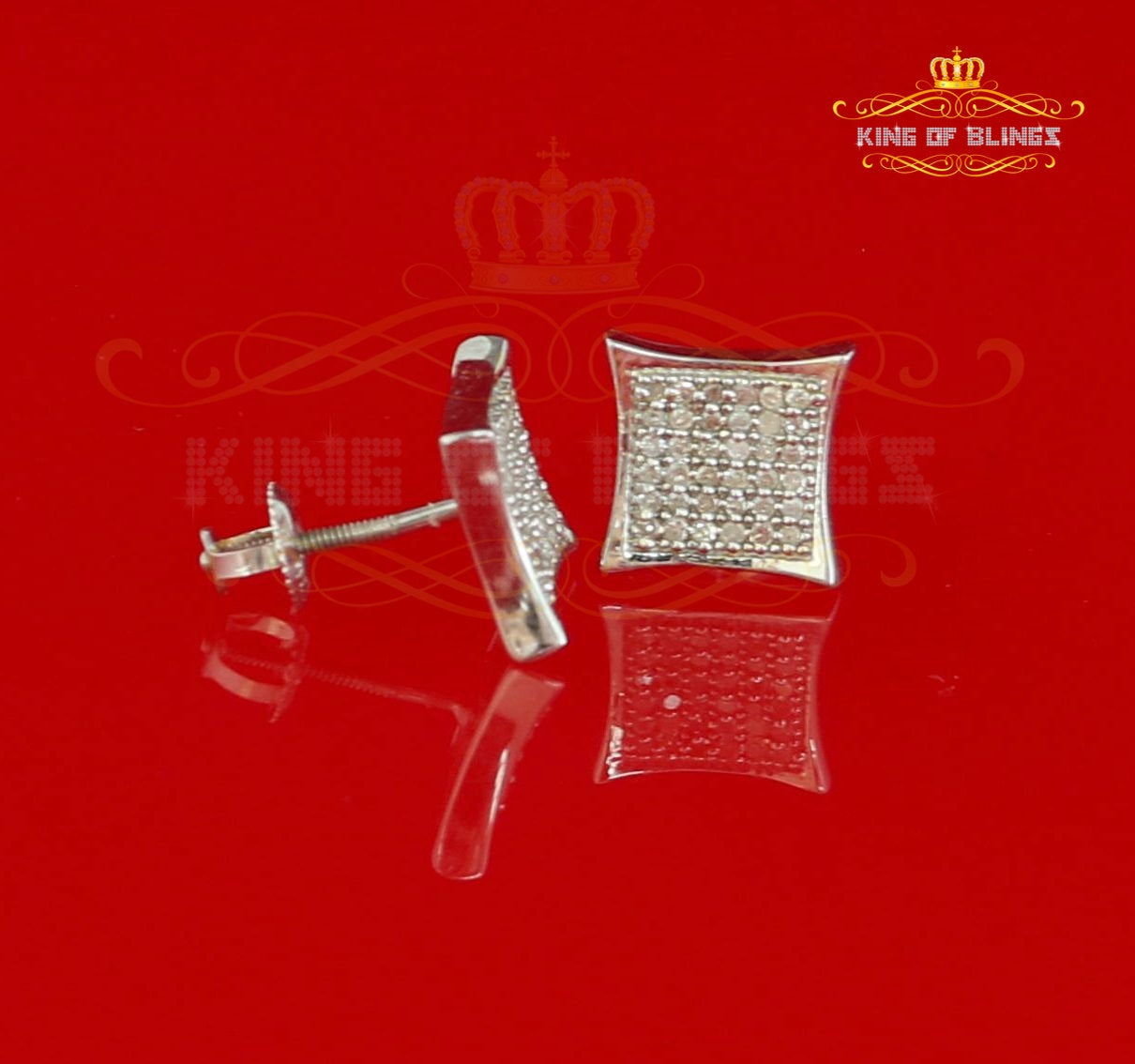 King Of Bling's Aretes Para Hombre 925 Silver 0.20ct Diamond Women's & Men's White Kite Earring