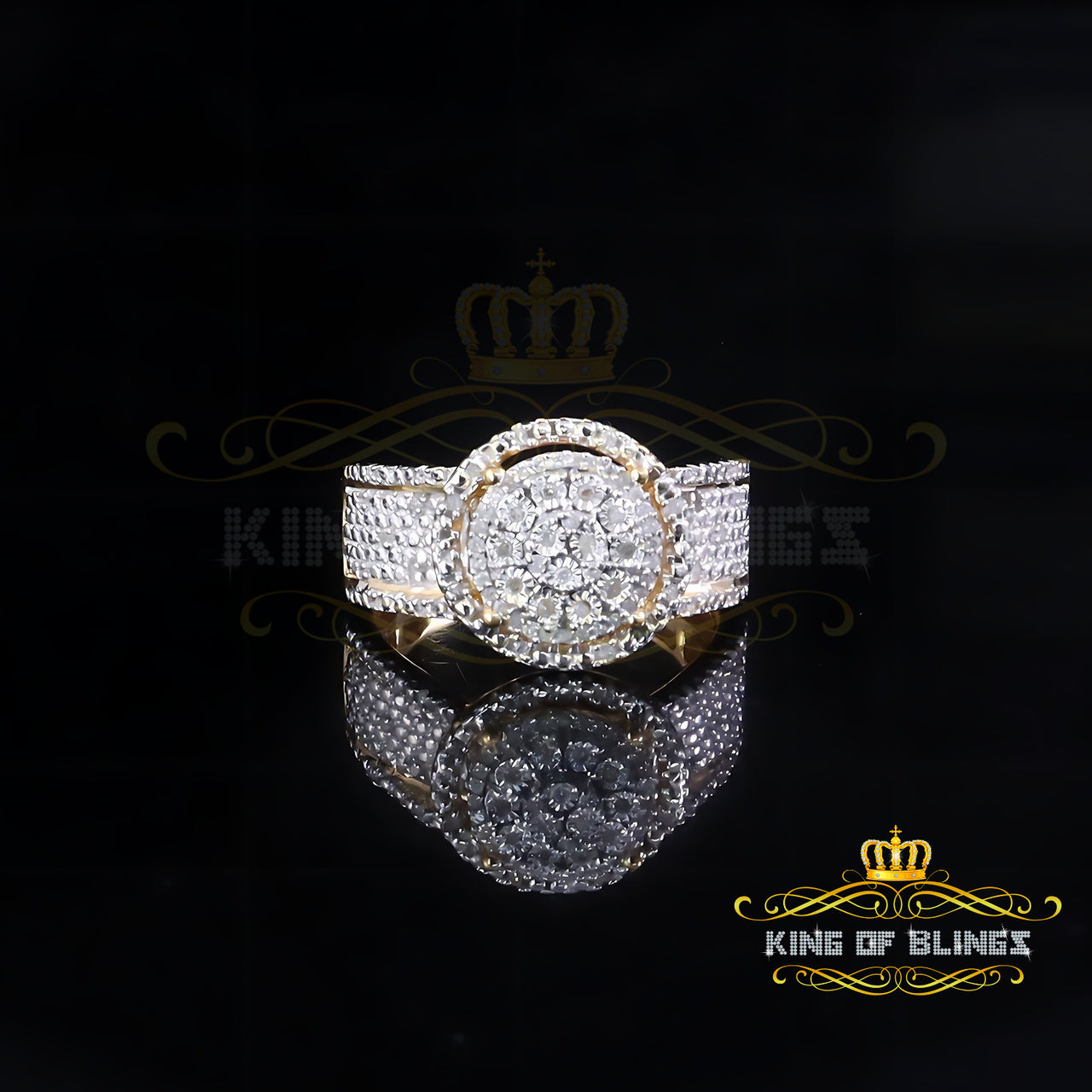 King Of Bling's 0.25ct Silver Yellow Round Brilliant Natural Diamonds Wedding Womens Rings Size7