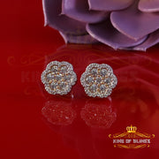 King of Bling's White Floral Silver 1.50ct VVS 'D' Moissanite 925 Stud Earrings Men's/Womens KING OF BLINGS