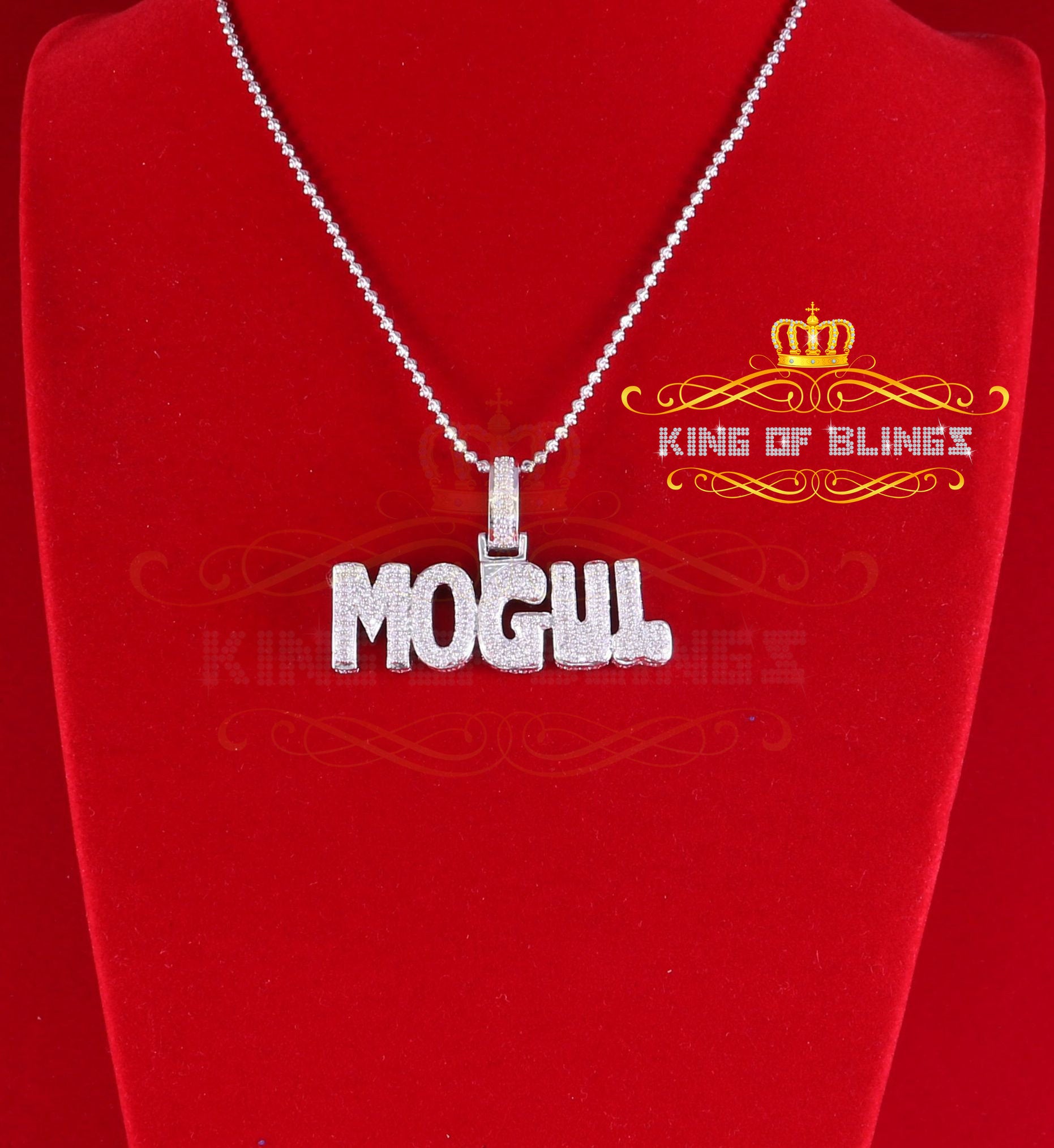 Beautiful 3.82ct Cubic Zirconia White Sterling Silver Mogul Letter Shape Pendant KING OF BLINGS