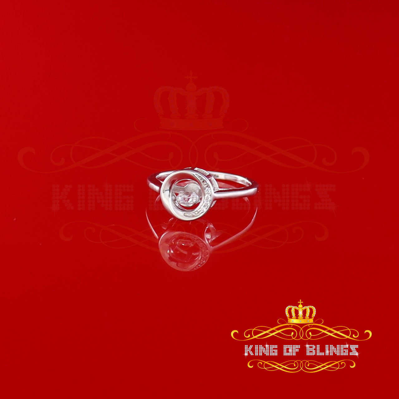 King Of Bling'sSterling White Silver 1.00ct Cubic Zirconia Fashion Round Womens Ring Size 7.5