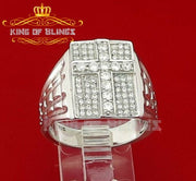 925 Sterling Silver White Cubic Zirconia 2.0CT Wide Rectangle Men's Ring Size 10 KING OF BLINGS