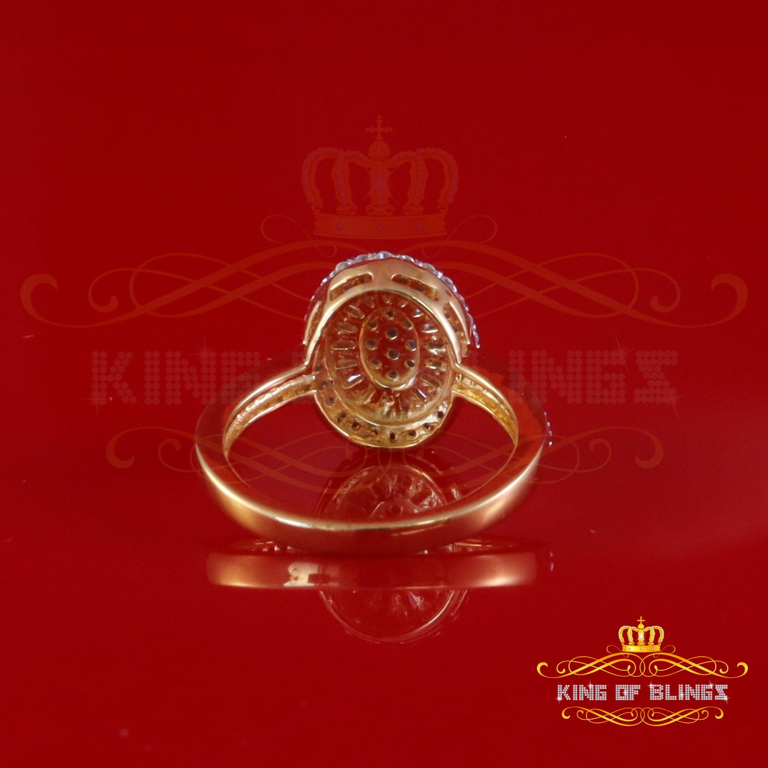 King of Bling's Womens 925 Sterling Silver Yellow 1.0ct VVS D Baguette Moissanite Oval Ring SZ 7 King of Blings