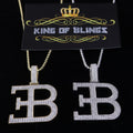 925 Yellow Sterling Silver Numeric EB Letter Pendant with 3.78ct Cubic Zirconia KING OF BLINGS