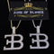 925 Yellow Sterling Silver Numeric EB Letter Pendant with 3.78ct Cubic Zirconia KING OF BLINGS