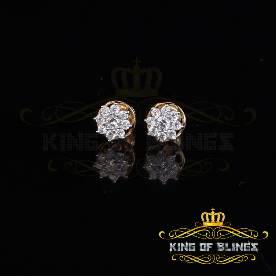 King of Bling's Yellow 925 Silver Cubic 1.14ct Zirconia Women's & Men's Hip Hop Flower Earrings
